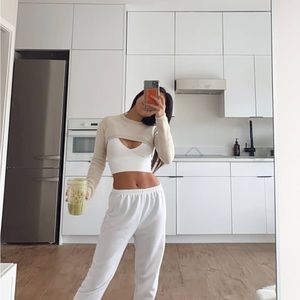 Zara beige crop sleeve top